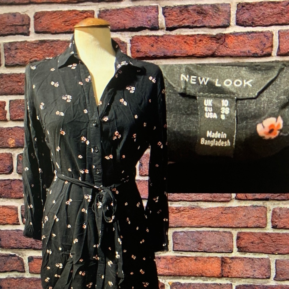 New Look Black Dress with Floral Accents